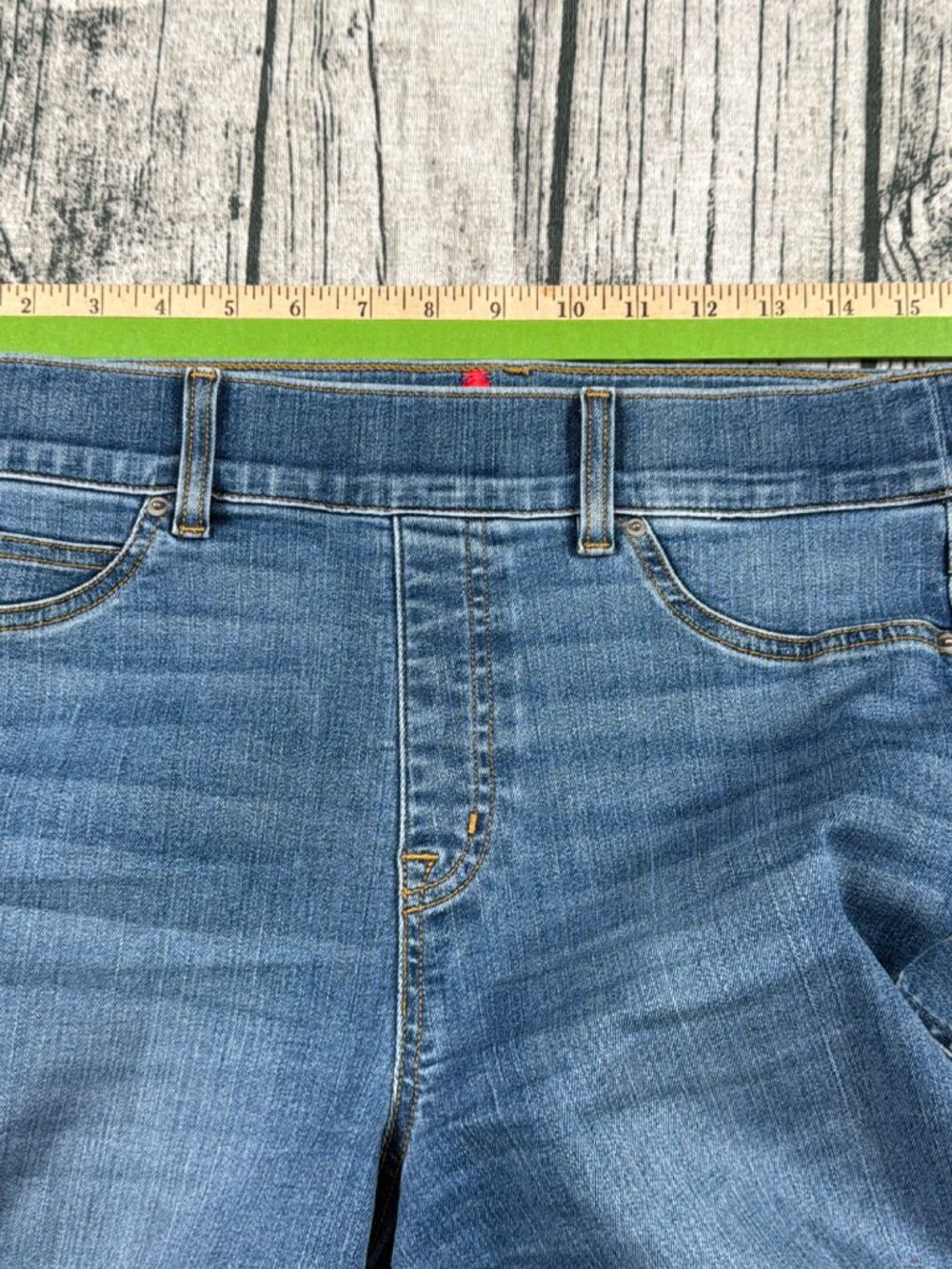 Spanx Wide Leg Jeans Womens L Medium Blue Wash High Rise Pull On Style - Picture 7 of 9